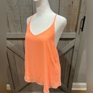 Neon Orange Silky Racerback Tank by E&M Size M